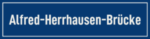Straßenschild Alfred-Herrhausen-Brücke