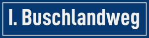 Straßenschild I. Buschlandweg