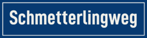 Straßenschild Schmetterlingweg