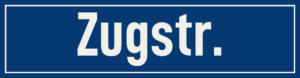 Straßenschild Zugstraße